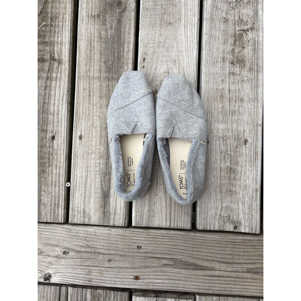 TOMS CloudBound Faux Fur Lined Slip-On Flats Gray Women's Size 10